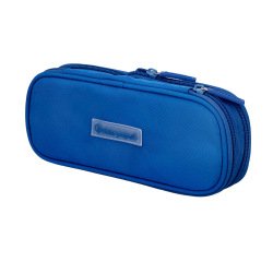 Estuche portatodo liderpapel color pop 2 cremalleras con compartimento extensible azul 230 x 60 mm