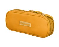 Estuche portatodo liderpapel color pop 2 cremalleras con compartimento extensible amarillo 230 x 60 mm