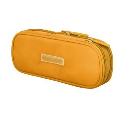 Estuche portatodo liderpapel color pop 2 cremalleras con compartimento extensible amarillo 230x60 mm