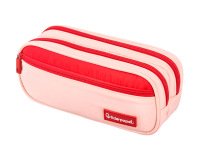 Estuche portatodo liderpapel duo 3 cremalleras con bolsillofrontal rosa 220x90x70 mm
