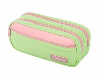 Estuche portatodo liderpapel duo 3 cremalleras con bolsillofrontal verde pastel 220x90x70mm