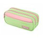 Estuche portatodo liderpapel duo 3 cremalleras con bolsillofrontal verde pastel 220x90x70mm