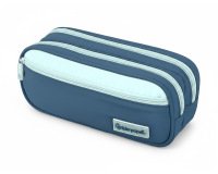 Estuche portatodo liderpapel duo 3 cremalleras con bolsillofrontal azul oscuro 220x90x70 mm