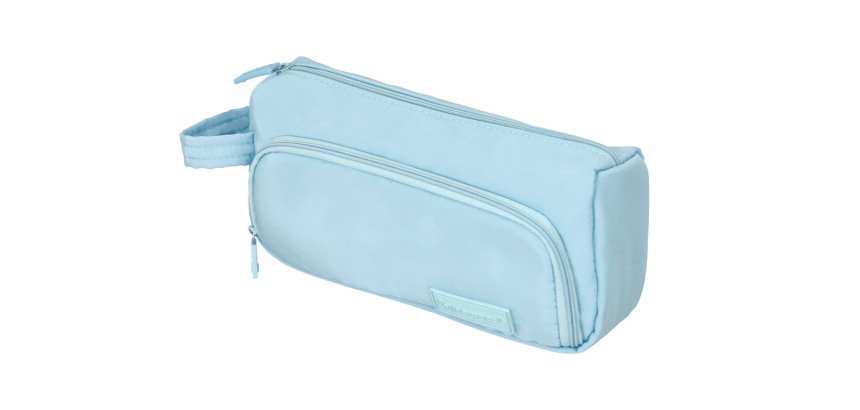 Estuche portatodo liderpapel minibag 2 cremalleras con bolsillo interior azul pastel 210x100x70 mm