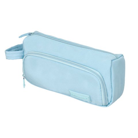 Estuche portatodo liderpapel minibag 2 cremalleras con bolsillo interior azul pastel 210x100x70 mm