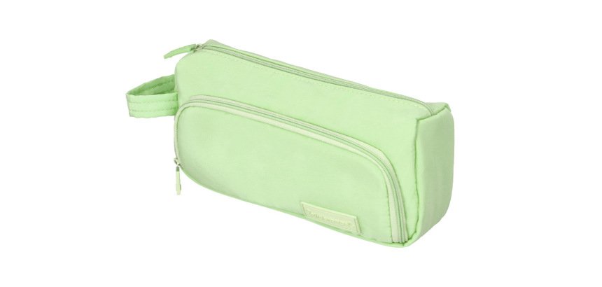 Estuche portatodo liderpapel minibag 2 cremalleras con bolsillo interior verde pastel210x100x70 mm