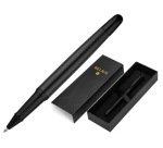 Boligrafo belius neptuno aluminio textura wavy color negro tinta azul caja de diseño