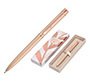 Boligrafo belius rose aluminio color beige claro oro rosa tinta azul caja de diseño