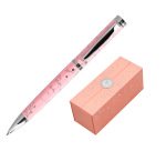 Boligrafo belius bella aluminio color rosa diseño plateado relieve tinta azul caja de diseño