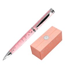 Boligrafo belius bella aluminio color rosa diseño plateado relieve tinta azul caja de diseño