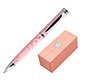 Boligrafo belius bella aluminio color rosa diseño plateado relieve tinta azul caja de diseño