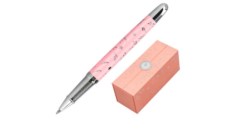 Roller belius bella aluminio color rosa diseño plateado relieve tinta color negro caja de diseño