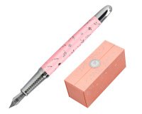 Pluma belius bella aluminio color rosa diseño plateado relieve tinta azul caja de diseño