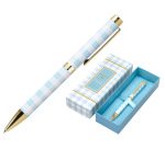 Boligrafo belius perfect picnic day aluminio color azul celeste dorado tinta azulcaja de diseño