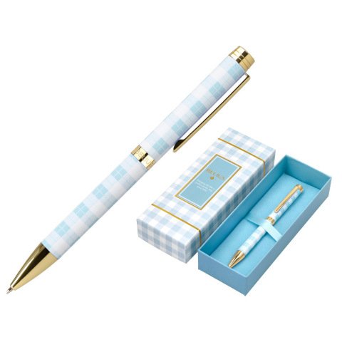 Boligrafo belius perfect picnic day aluminio color azul celeste dorado tinta azulcaja de diseño