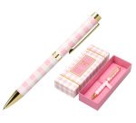 Boligrafo belius picnic aluminio color rosa dorado tinta color azul caja de diseño