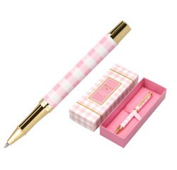 Boligrafo belius picnic aluminio color rosa dorado tinta color azul caja de diseño