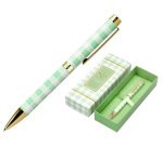 Boligrafo belius picnic aluminio color verde dorado tinta color azul caja de diseño