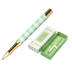 Boligrafo belius picnic aluminio color verde dorado tinta color azul caja de diseño