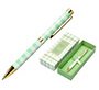 Boligrafo belius picnic aluminio color verde dorado tinta color azul caja de diseño