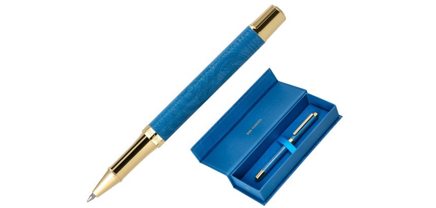 Roller belius wild west aluminio color azul marino dorado tinta color negro caja de diseño