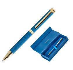 Boligrafo belius wild west aluminio color azul marino dorado tinta color azul caja de diseño