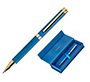 Boligrafo belius wild west aluminio color azul marino dorado tinta color azul caja de diseño