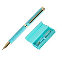 Boligrafo belius wild west aluminio color turquesa doradotinta color azul caja de diseño