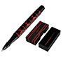 Boligrafo belius legacy aluminio diseño triangulo rojo cuerpo negro tinta color azul caja de diseño