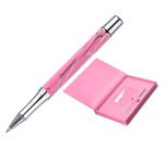 Boligrafo y wallet belius cocktails cosmopolitan aluminio rosa plateado relievetinta color azul caja diseño