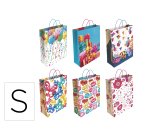 Bolsa para regalo basika papel estucado 160 g todo año con asa retorcida tamaño s 24+10x32 cm