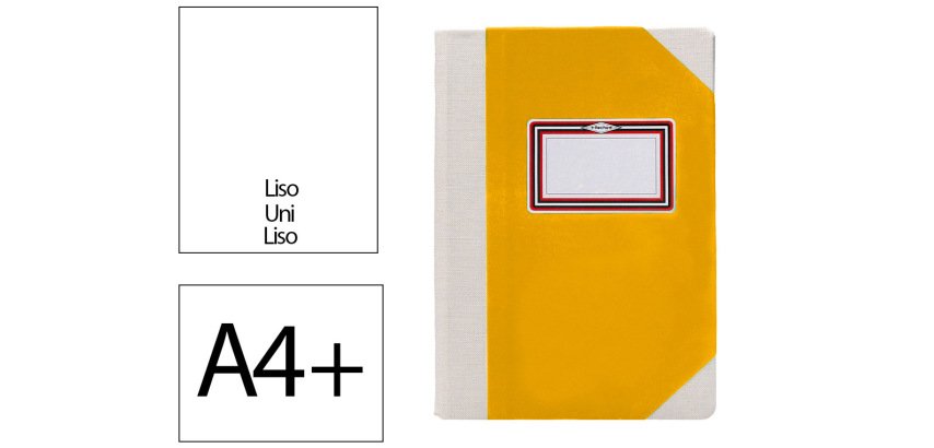 Libro cartone cosido fernandes flecha din a4+ liso 50 hojas 100 gr amarillo