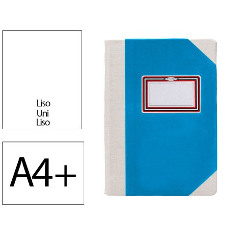 Libro cartone cosido fernandes flecha din a4+ liso 50 hojas 100 gr azul