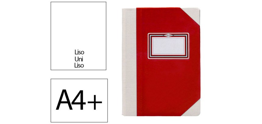 Libro cartone cosido fernandes flecha din a4+ liso 50 hojas 100 gr rojo