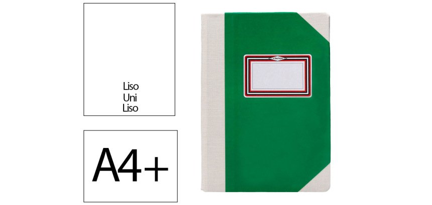 Libro cartone cosido fernandes flecha din a4+ liso 50 hojas 100 gr verde