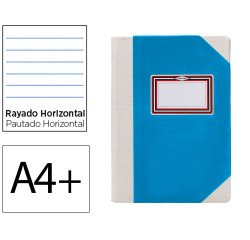 Libro cartone cosido fernandes flecha din a4+ rayado horizontal 50 hojas 100 gr azul