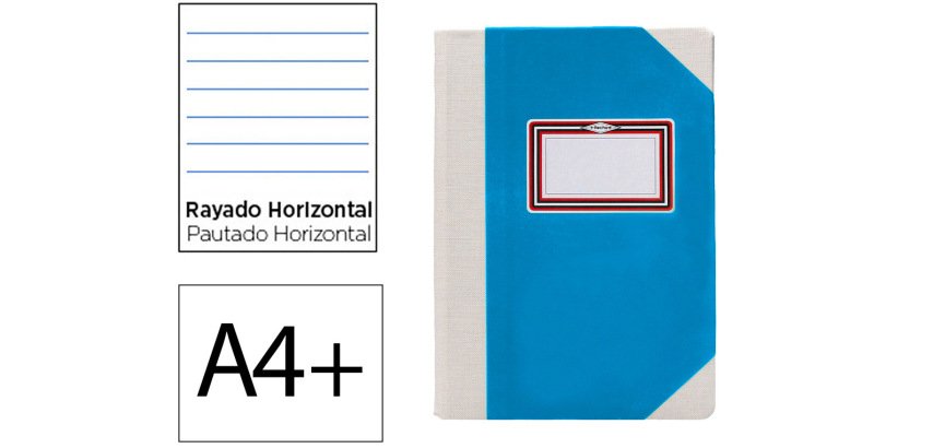 Libro cartone cosido fernandes flecha din a4+ rayado horizontal 50 hojas 100 gr azul