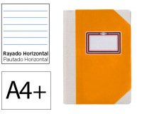 Libro cartone cosido fernandes flecha din a4+ rayado horizontal 50 hojas 100 gr naranja