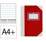 Libro cartone cosido fernandes flecha din a4+ rayado horizontal 50 hojas 100 gr rojo