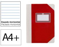 Libro cartone cosido fernandes flecha din a4+ rayado horizontal 50 hojas 100 gr rojo