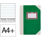 Libro cartone cosido fernandes flecha din a4+ rayado horizontal 50 hojas 100 gr verde