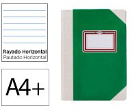 Libro cartone cosido fernandes flecha din a4+ rayado horizontal 50 hojas 100 gr verde