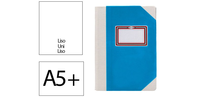 Libro cartone cosido fernandes flecha din a5+ liso 50 hojas 100 gr azul