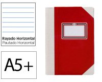 Libro cartone cosido fernandes flecha din a5+ rayado horizontal 50 hojas 100 gr rojo