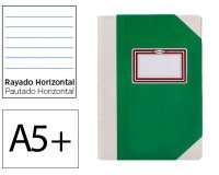 Libro cartone cosido fernandes flecha din a5+ rayado horizontal 50 hojas 100 gr verde