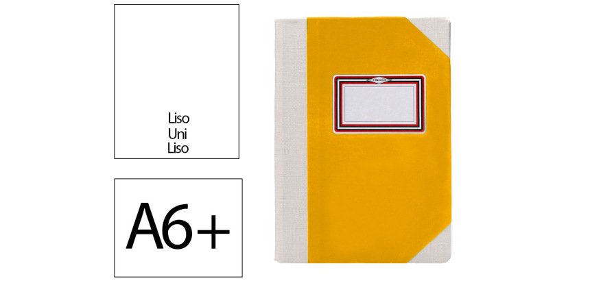 Libro cartone cosido fernandes flecha din a6+ liso 50 hojas 100 gr amarillo