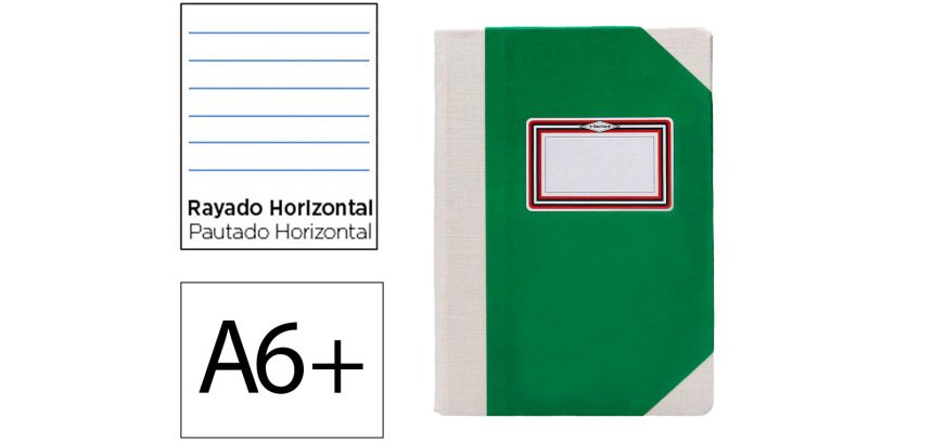 Libro cartone cosido fernandes flecha din a6+ rayado horizontal 50 hojas 100 gr rojo