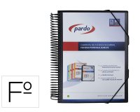 Carpeta pardo escaparate con espiral 80 fundas folio personalizable color negro