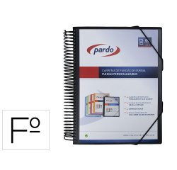 Carpeta pardo escaparate con espiral 80 fundas folio personalizable color negro