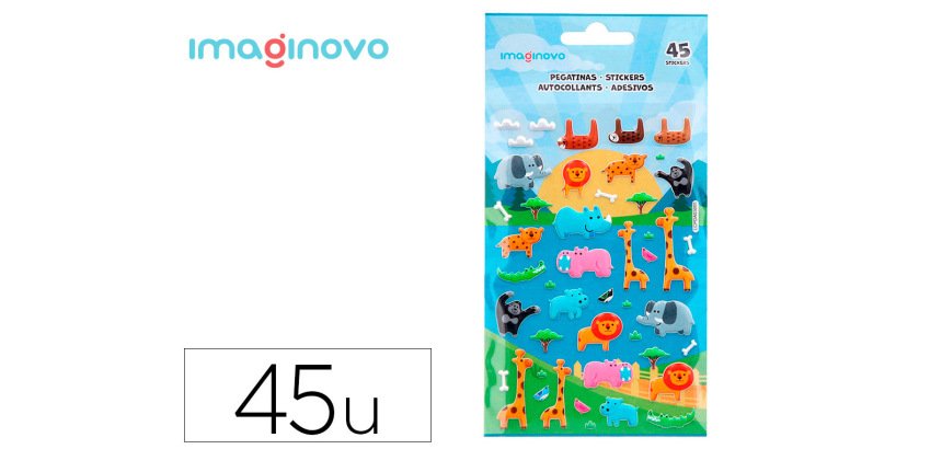 Pegatinas imaginovo cute animales safari con relieve 190x105 mm en blister
